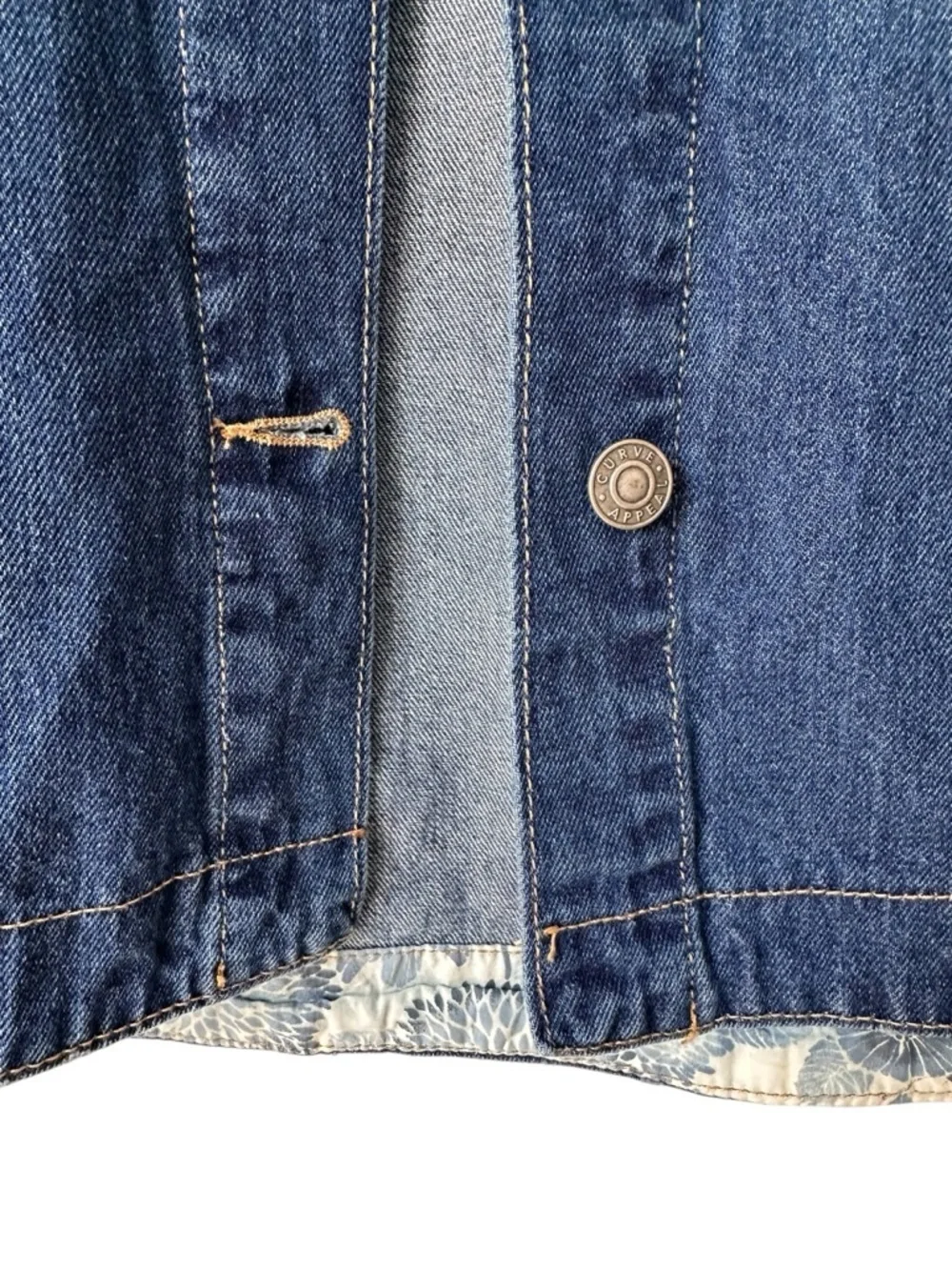 CURVE Button-Front Denim Jacket in Deep Blue Wash, Medium